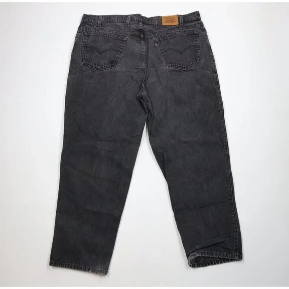 Vintage 90s Levis 545 Mens 44x30 Distressed Loose Fit Wide Leg Denim Jeans Black